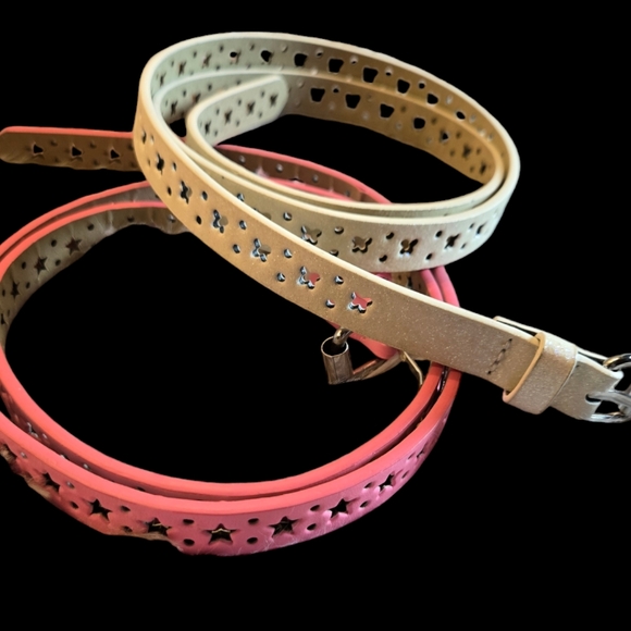 Two Girls Belts- One Pink and One Cream/Silver Sparkle - Picture 1 of 8